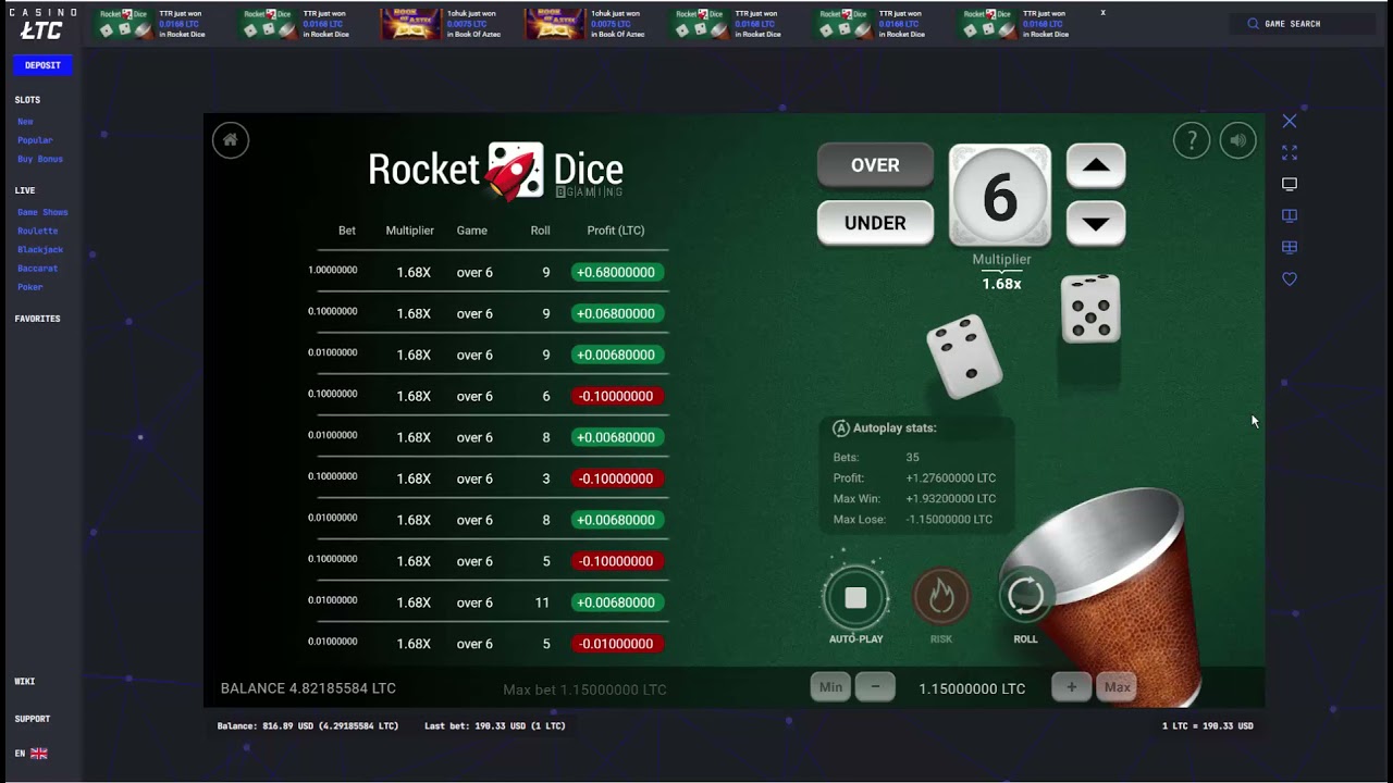 Rocket Dice at LTC CASINO Rocket Dice at LTC CASINO